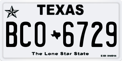 TX license plate BCO6729