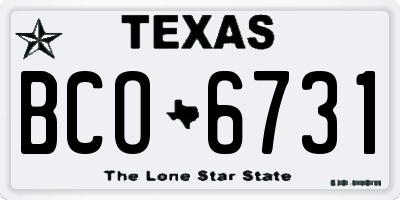 TX license plate BCO6731