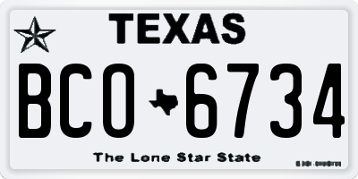 TX license plate BCO6734