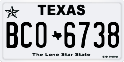TX license plate BCO6738