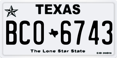 TX license plate BCO6743