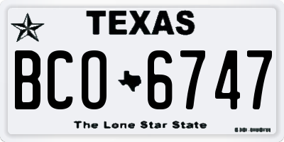 TX license plate BCO6747