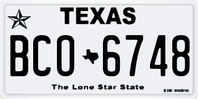TX license plate BCO6748