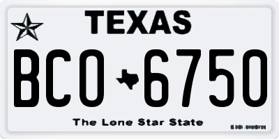TX license plate BCO6750