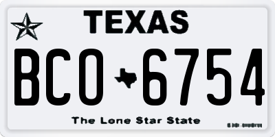 TX license plate BCO6754