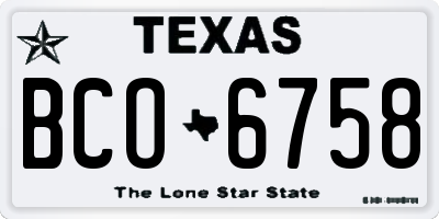 TX license plate BCO6758