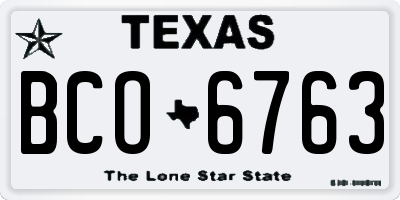 TX license plate BCO6763