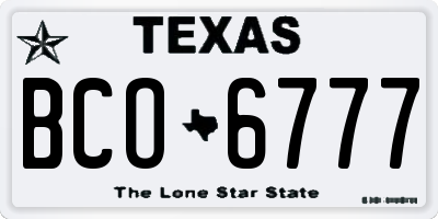 TX license plate BCO6777