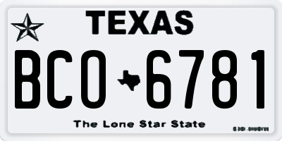 TX license plate BCO6781