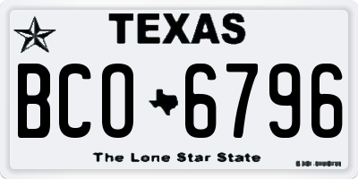 TX license plate BCO6796
