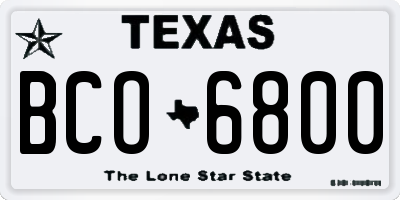 TX license plate BCO6800