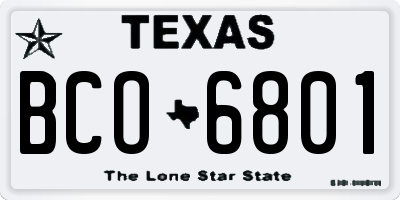 TX license plate BCO6801