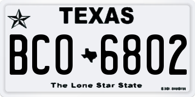 TX license plate BCO6802