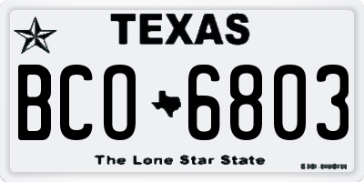 TX license plate BCO6803