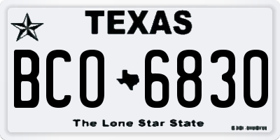 TX license plate BCO6830