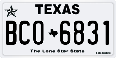 TX license plate BCO6831
