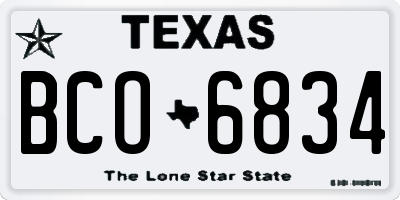 TX license plate BCO6834
