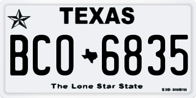 TX license plate BCO6835