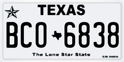 TX license plate BCO6838