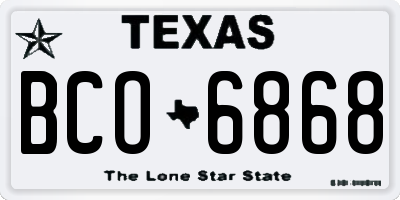TX license plate BCO6868
