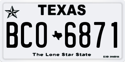 TX license plate BCO6871