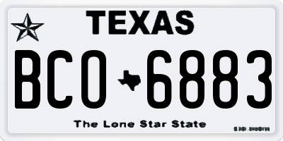 TX license plate BCO6883