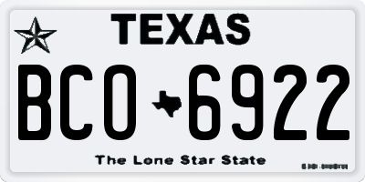 TX license plate BCO6922