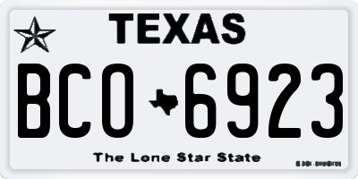 TX license plate BCO6923