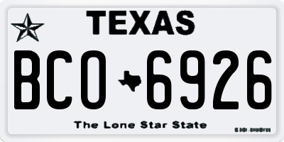 TX license plate BCO6926