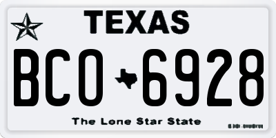 TX license plate BCO6928