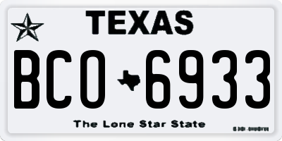 TX license plate BCO6933