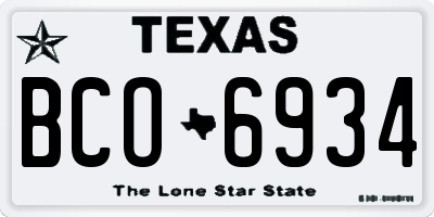 TX license plate BCO6934