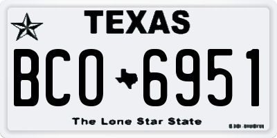 TX license plate BCO6951