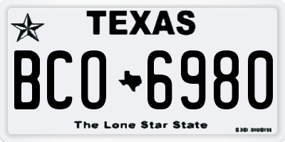 TX license plate BCO6980