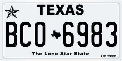 TX license plate BCO6983