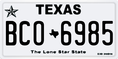 TX license plate BCO6985