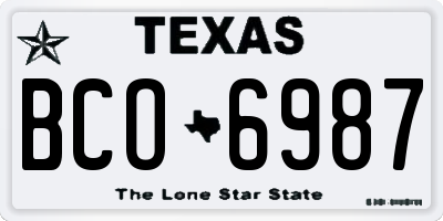 TX license plate BCO6987
