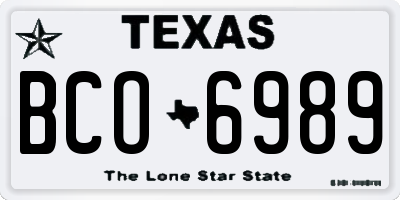 TX license plate BCO6989