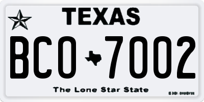 TX license plate BCO7002