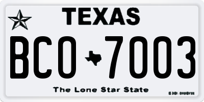 TX license plate BCO7003