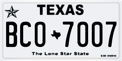 TX license plate BCO7007