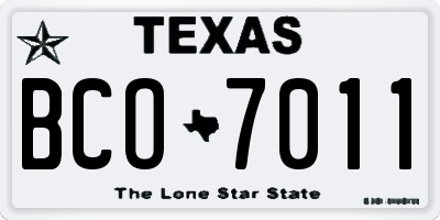 TX license plate BCO7011