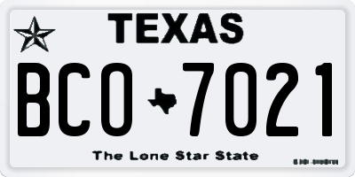 TX license plate BCO7021