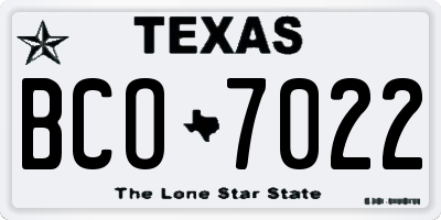 TX license plate BCO7022