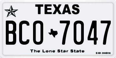 TX license plate BCO7047