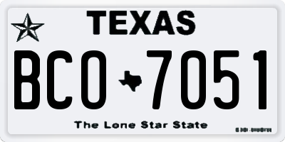 TX license plate BCO7051