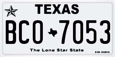 TX license plate BCO7053