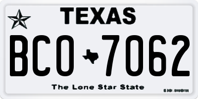 TX license plate BCO7062