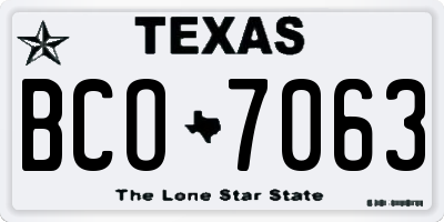 TX license plate BCO7063