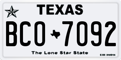 TX license plate BCO7092